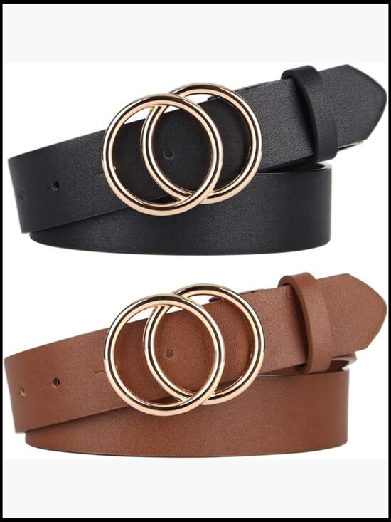 Faux Leather Belts with Double O-Ring Buckle for Jeans main image 6